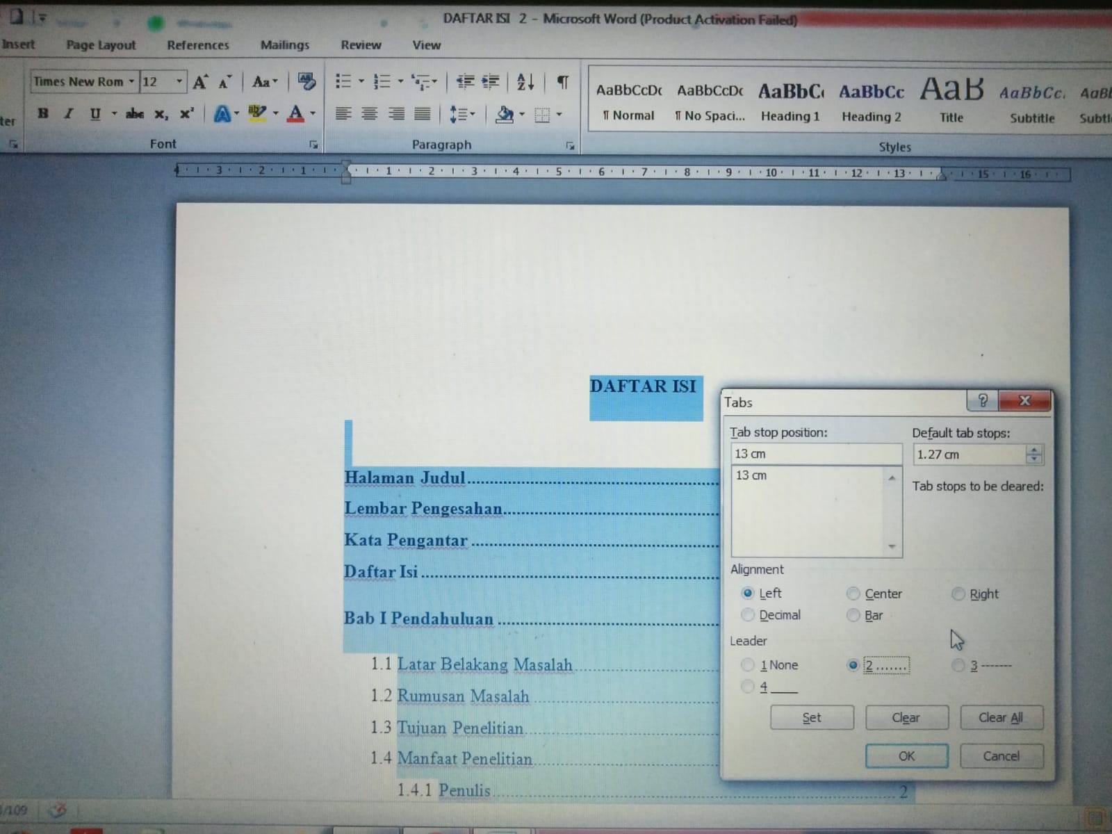 Membuat daftar isi otomatis